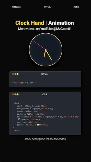 Analog Clock ⏰ HTML CSS JavaScript #coding #webdesign #css