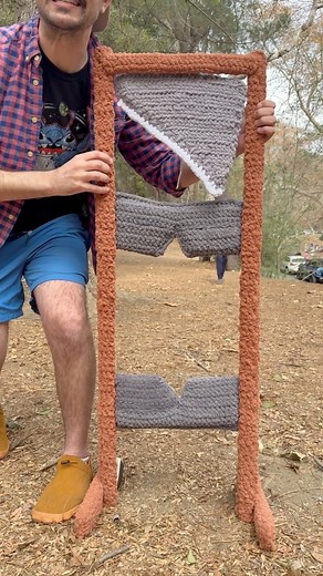 7.5M views · 138K reactions | Excited to finally drop my sweet crocheted guillotine臨喝 In more ways then one 﫣 And remember, guillotines are always cutting edge technology. This pattern will be in my book btw 﫡 #crochethumor #crochetinspiration #yarnlovers #crochet #guillotine | Brochet | Facebook