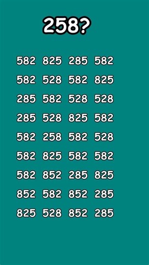 "Solving the Number Puzzle: Find 258 Amongst the Numbers"