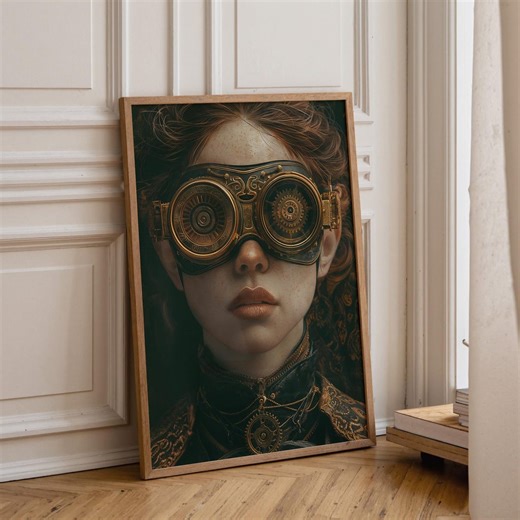 Steampunk Woman Wall Art Print, Gothic Victorian Portrait, Dark Fantasy Industrial Décor, Moody Alternative Artwork - Etsy