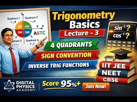 Trigonometry Basics Lecture-3 | Four Quadrants, Sign Convention & Inverse Trigonometry