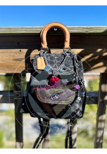 Coach Riya Backpack 21 in Signature Black Denim…or is she? Every single thing in the picture is an inspired by piece 😉 #coach #coachny #purse #inspiredby #fyp