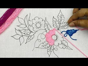 Bordado fantasía flor: puntadas fáciles, hand embroidery beautiful flower pattern with easy stitches
