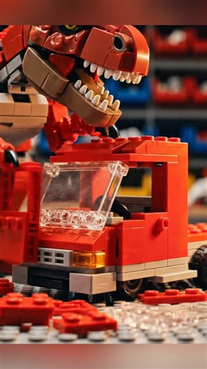 Red LEGO T-Rex Builds an Apple Truck! 🦖🍎🚛. #legoasmr #lego