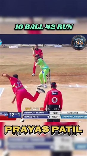 रायगड प्रिमियर लीग २०२६ 10 BALL 42 RUN #cricket #tenniscricket