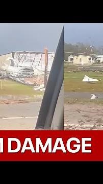 Storm damage in Porter Heights, Texas after tornado warning