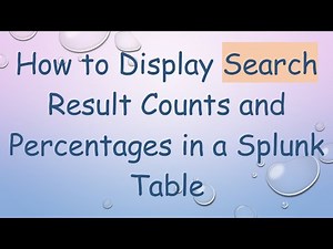 How to Display Search Result Counts and Percentages in a Splunk Table