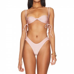 [Hot Item] Two-Piece New Style Women's Solid Color Bikini Drawstring Rope Sexy Women's Swimsuit