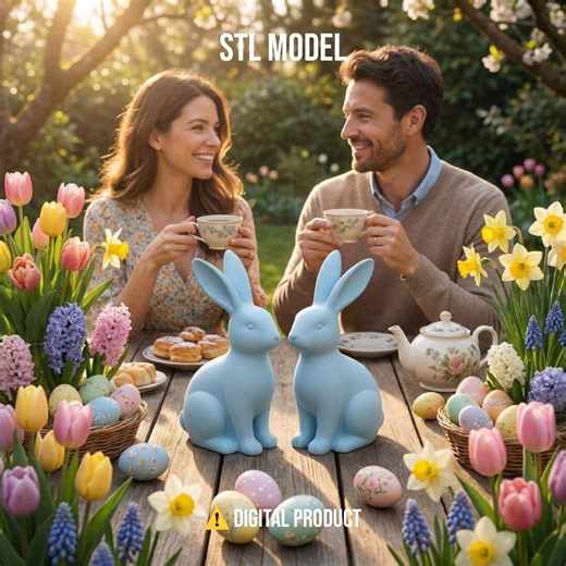 Cute Easter Rabbit STL Bundle, Set of 2 Flower & Bow Bunny Figurines for 3D Printing, Spring Animal Ornament STL, Holiday DIY Gift Model - Etsy