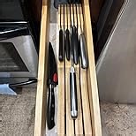 Knife Drawer Organizer, Bamboo Wood In-Drawer Knife Block, Knife Organizer Holds Up To 9 Knives