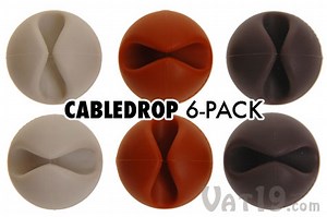 CableDrop Computer Cable Organizers: 6-pack of peel and stick cable clips