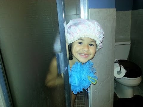 Caught my daughter singing in the shower (funny what she said in the end)