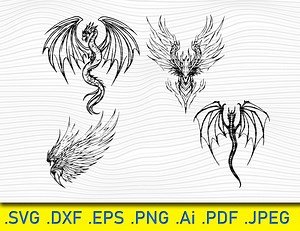 Dragon Tattoo Sketches: Chinese Dragon Wings SVG Vector (digital Download) - Etsy