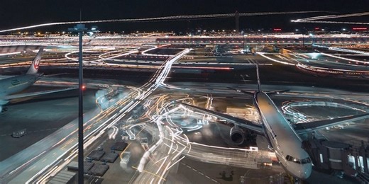 Stunning time-lapse shows daily airplane traffic at Tokyo's Haneda Airport