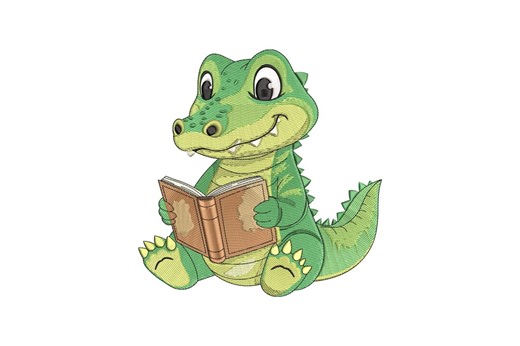 Crocodile Reading a Book Embroidery Design, Kids Gator Machine Embroidery File, Safari Animal Applique, Instant Download - Etsy