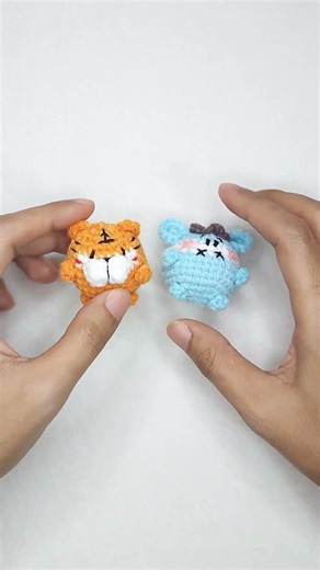 Tiny Tiger and Tiny Donkey Crochet for beginners #crochetdoll #crochetkeychain #amigurumi #animals