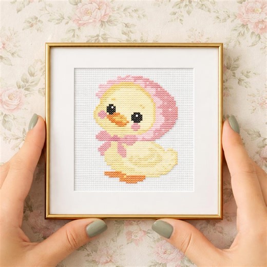 Baby Duck Cross Stitch Pattern, Duckling Mini Embroidery, Goose Nursery Decor, Tiny Modern Pastel Wall Art, Easy DIY Quick Project PDF - Etsy Australia