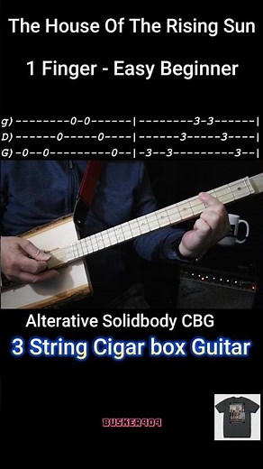 I Finger House Of The Rising Sun Beginner, with Tab, Easy 3 String Cigar box guitar