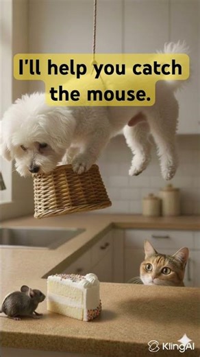 Bear dogs help cats hunt mice. #Ai Creative #Imagination #Special #Novelty #cat #funnycats