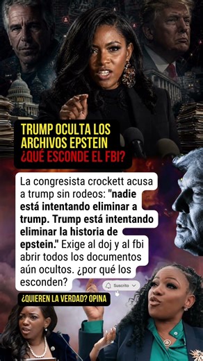 Crockett: "trump no teme por su vida, teme que salga la verdad de epstein" #Epstein #Trump #FBI#news