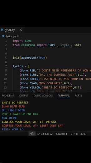 Lyrics🎵#python #programming #song #lyrics