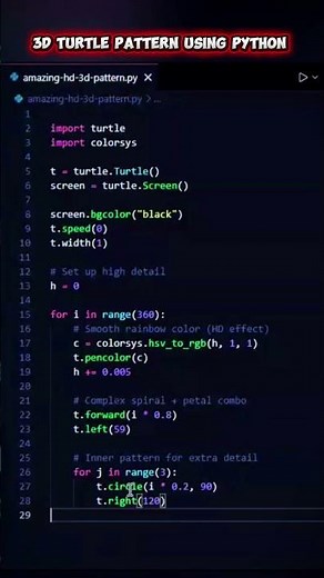 Create 3D Turtle Graphics in Python 🐢✨ (HD)