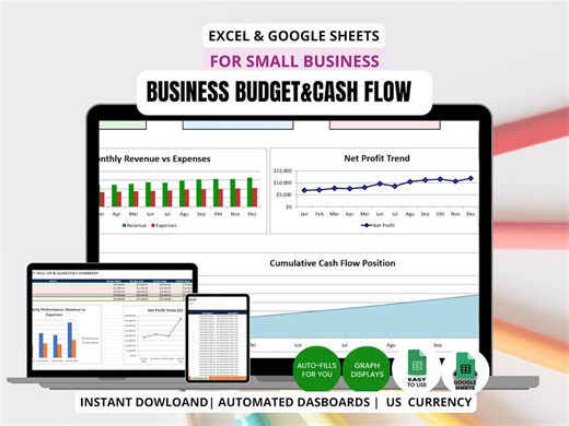 Business Budget & Cash Flow Excel Vorlagen | US Firmen - Etsy.de