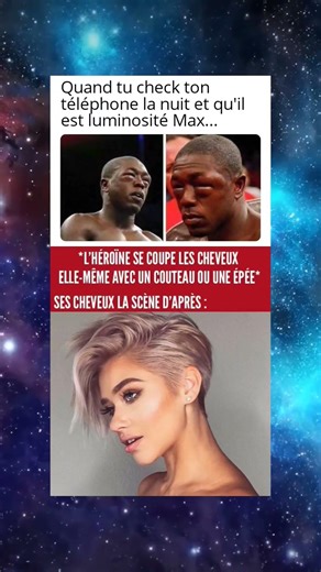 Les cheveux de l’héroïne lorsque qu'elle ce les coupe elle même ! #memes #humour #viralshort #drole