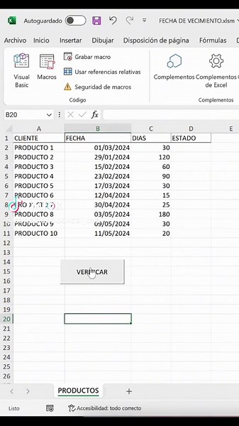 Crear Fechas de Vencimiento en Excel con Macros