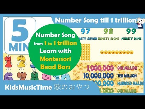 Number Song - How to count from 1 to 1 trillion in English - montessori golden beads