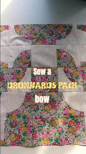 Sew a drunakrds path patchwork bow quilt block with me 🪡 🎀🌼 free template #quiltblock #sewing