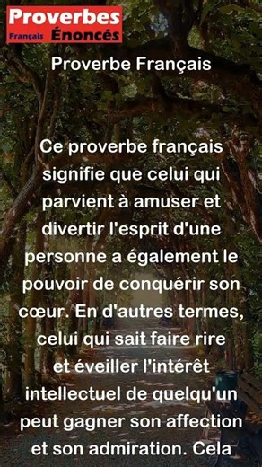 French Proverb - He who makes the mind laugh is the master of the heart. #shorts