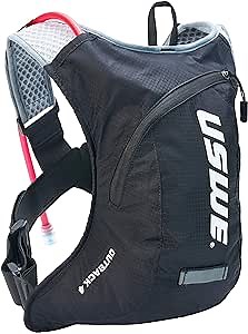 USWE Outback 4L, Hydration Pack with 1,5L/ 50 oz Hydration Bladder, Black. Bounce Free with Adjustable NDM 4-Point Race Harness.