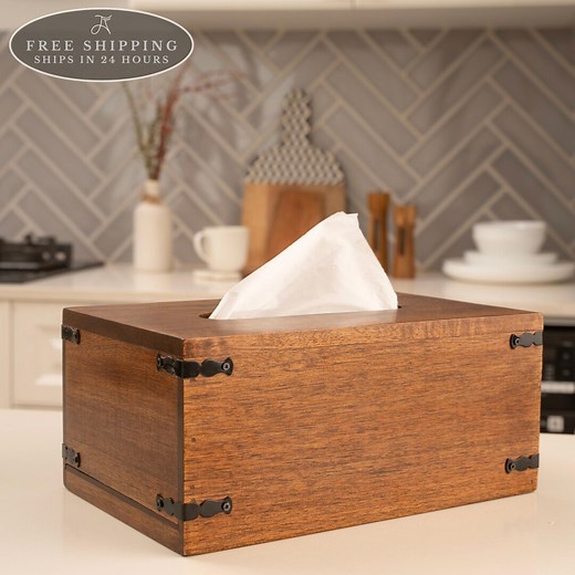 Tissue Box Cover Rectangular, Homeware, Wood Tissue Box Holder, Holiday Hosting, Home-decor, Reusable Tissue Box With Slide Out Bottom - Etsy