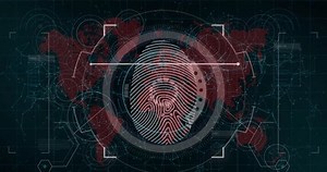 clip-1100053577-animation-data-processing-world-map-on-black