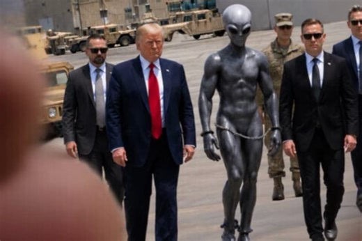 Trump posts AI images with buff alien, space lasers to Truth Social