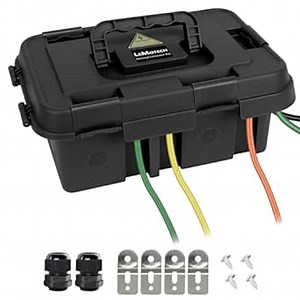 LeMotech Outdoor Electrical Box (External 14x9.6x5.5in), IP55 Waterproof Connection Box with Handle, Extension Cord Cover for Outlet,Pool Pump,Timer,Power Strips,Holiday Light Decoration, Black