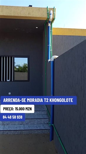 🏡 ARRENDA-SE EXCELENTE MORADIA TIPO 2 – CONDOMÍNIO PRIVADO 🇲🇿 🆎 Localizada no bairro 1º de Maio/Khongolote, paragem Abnério, esta moradia oferece privacidade, conforto e segurança, ideal para quem busca viver num ambiente tranquilo e moderno. Detalhes do imóvel: || Dois quartos com guarda-fatos || Cozinha open space || Sala espaçosa || Casa de banho moderna || Termo de água quente || Estendal (área de serviços) || Portão elétrico || Condomínio seguro e novo por estrear || Arrumos já instalad