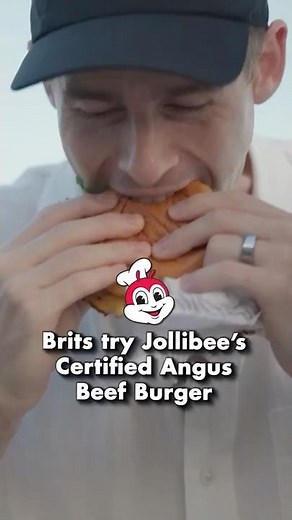 Brits try Jollibee's Certified Angus Beef Burger!