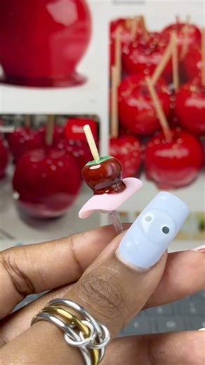 i turned a candy apple into a nail… 🍎✨💅🏽 #nails #nailart #nailtech #gelnails #diynails #shorts