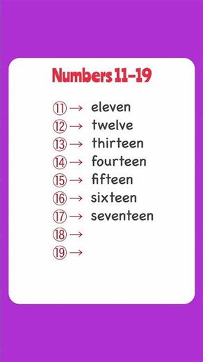 Learn NUMBERS from 11 to 19 in English #english #englishwords