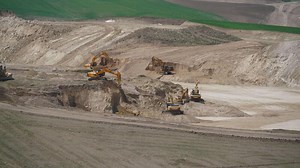 8K Time Lapse of Working Earthmoving Trucks