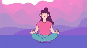 Download mindfulness and self care, girl is meditating looking for peace. animation for free