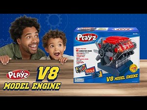 PLAYZ V8 Combustion Engine Model Building Kit - STEM Toy for Kids & Adults