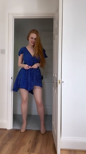 Aurora Phoenix: Travelling ✈️Model/Creator on Instagram: "What’s your favourite colour? Comment below ⬇️ I think everyone knows by now that mine is blue  In pantyhose and my favourite blue wrap around dress  "
