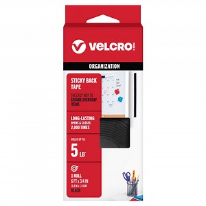 VELCRO Brand Sticky Back 6 Ft x 3/4 In | Sticky Back Tape Roll with Adhesive | Cut Strips to Length | Hook and Loop Fasteners | Perfect for Home, Office or Classroom, Black, 90975W