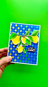 I am obsessed with making DIY greeting cards using Neon Lunar Pastes!✨ Here, I ink blended my background using Simon Hurley ink in the color No Diving. This gives it a beautiful blue hue! Then, I sprayed water through the Polka Dot Assortment stencil which lifts off color in that design.🙌🏻 Then, I shifted the stencil and applied Neon Lunar Paste in the colors Voltage, Dart Frog, and No Chill. Swiping them smooth across the card using the Paste Tools Set. I love these bright neon colors against