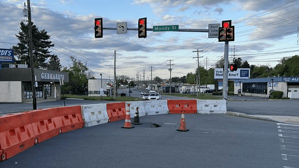 PHOTOS: Sinkhole closes busy Wilkes-Barre road