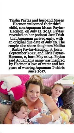 Trisha Paytas and Moses Hacmon Welcome Third Baby, Son Aquaman #shorts #TrishaPaytas #MosesHacmon