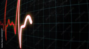 Heart beat frequency monitor close-up. ECG or EKG pulse rate, heartbeat line or heart rhythm, seamless loop